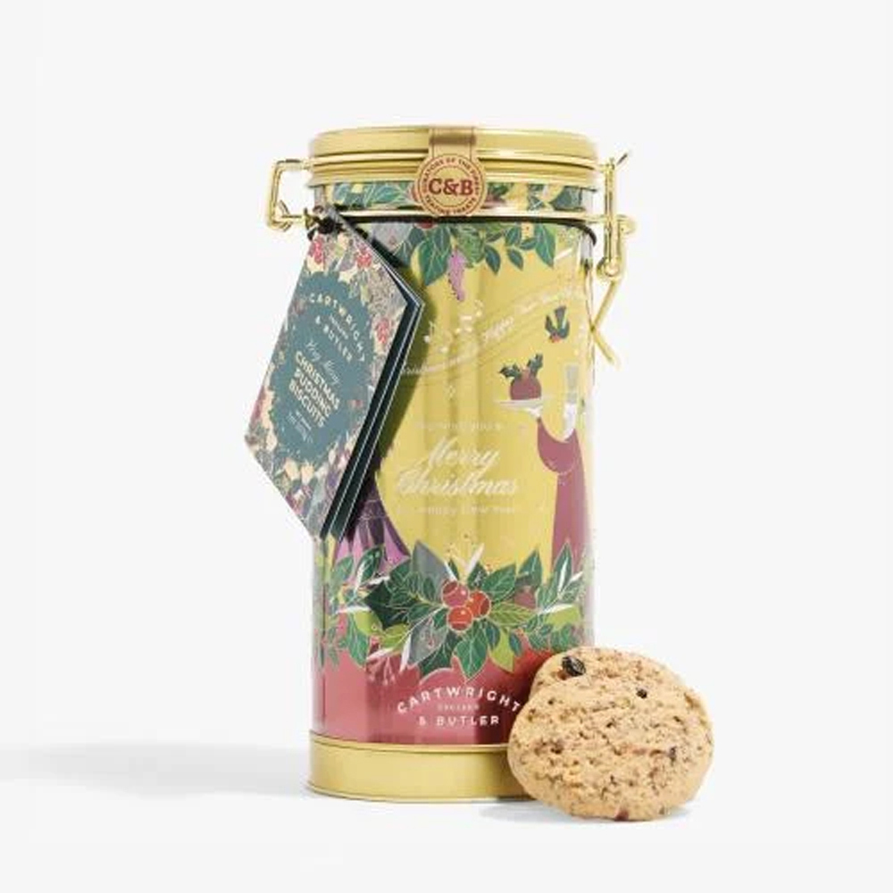 Cartwright & Butler Christmas Pudding Biscuits in Musical Tin